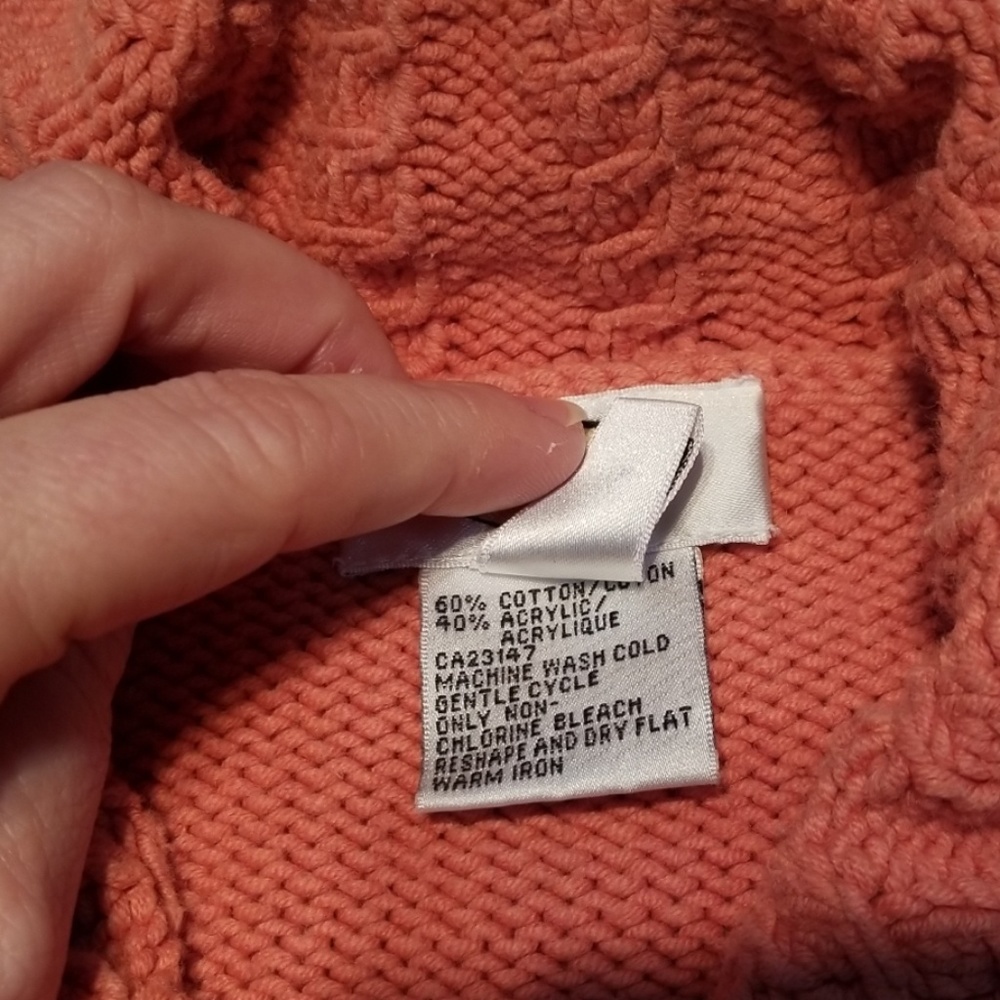 Talbots Heavier Weight Light Orange Cardigan Sz M - Picture 6 of 7